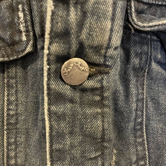 Free People distressed black denim sweater hooded jacket. Button up. Size small - Picture 4 of 10